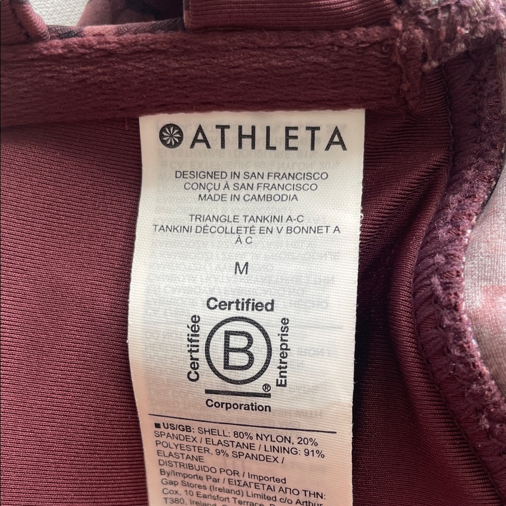 Athleta Women's Triangle Tankini - Dark Black & Maroon Print Size Medium - Picture 5 of 6
